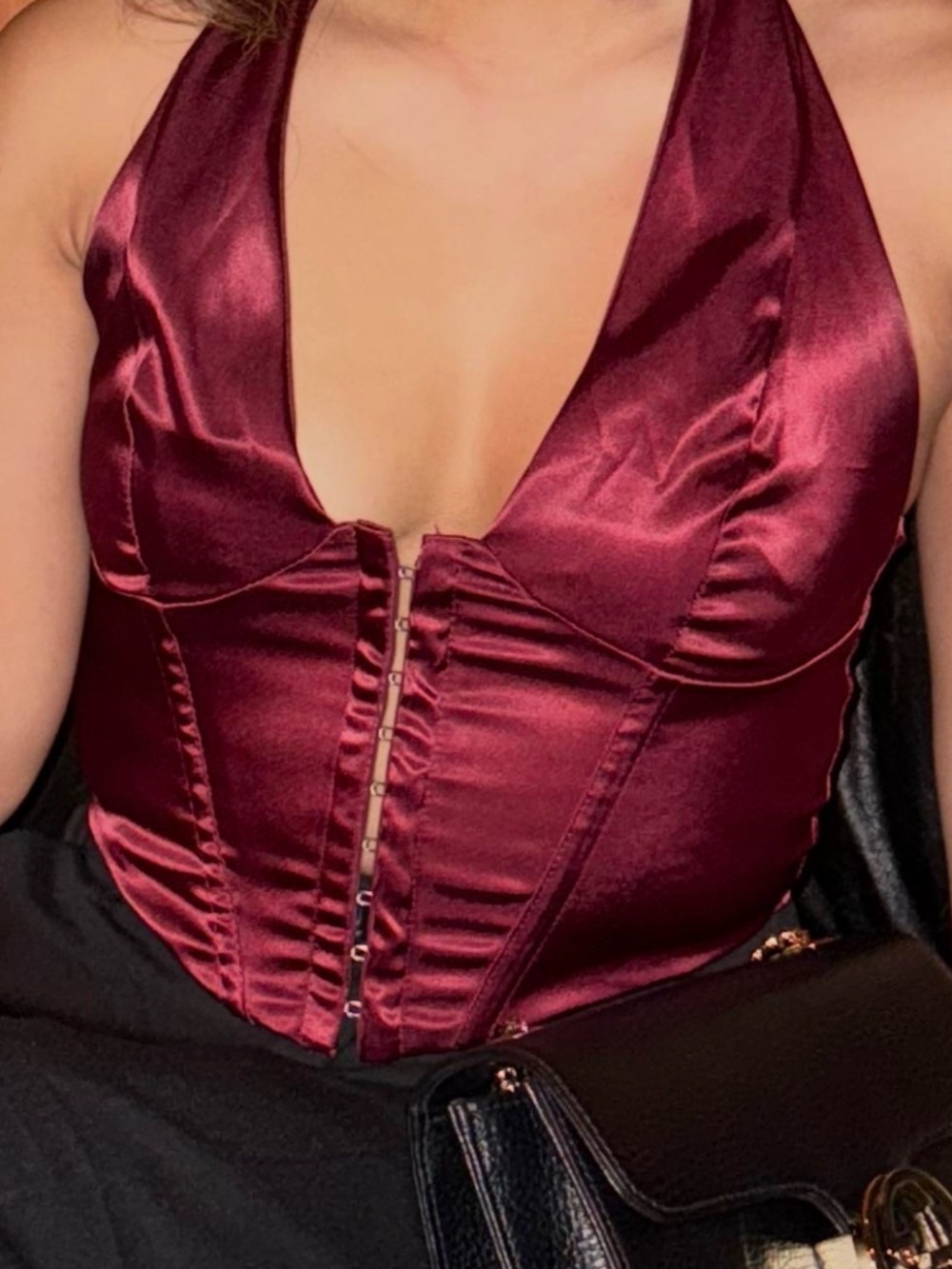 Satin Burgundy Corset Top